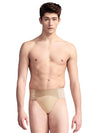 Quilted Cotton Panel Thong Dance Belt, offering comfort and support - tan