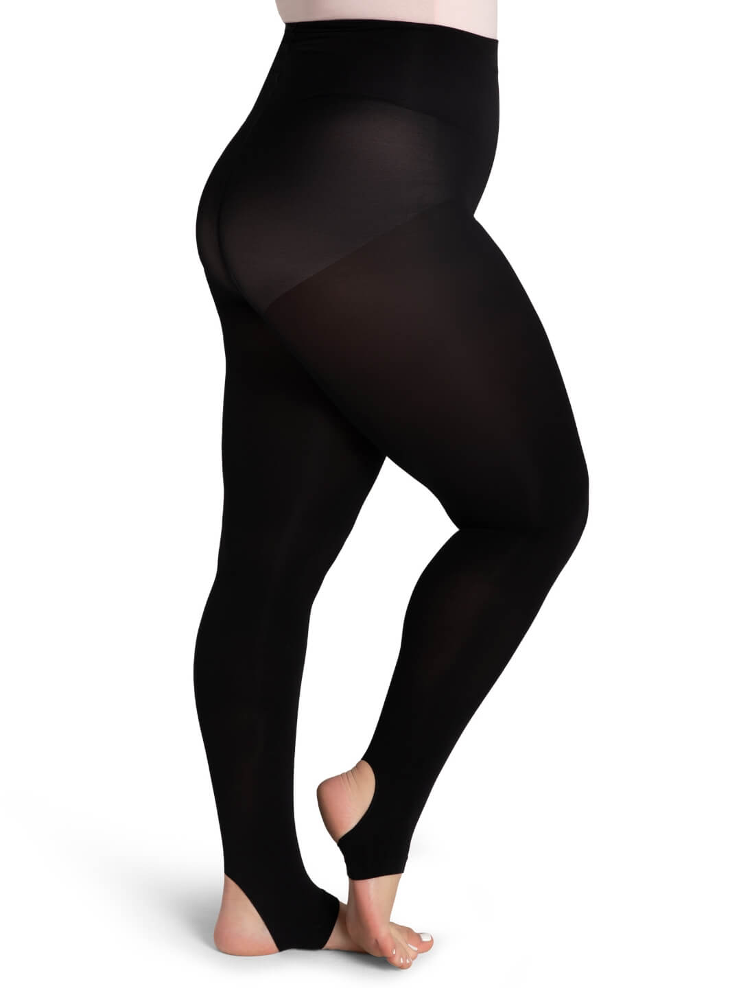 Ultra Soft Self Knit Waistband Stirrup Tight with a comfortable, seamless fit - black