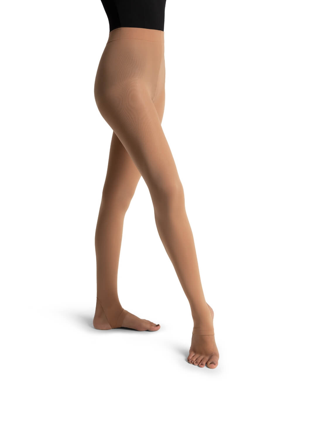 Ultra Soft Self Knit Waistband Stirrup Tight with a comfortable, seamless fit - tan