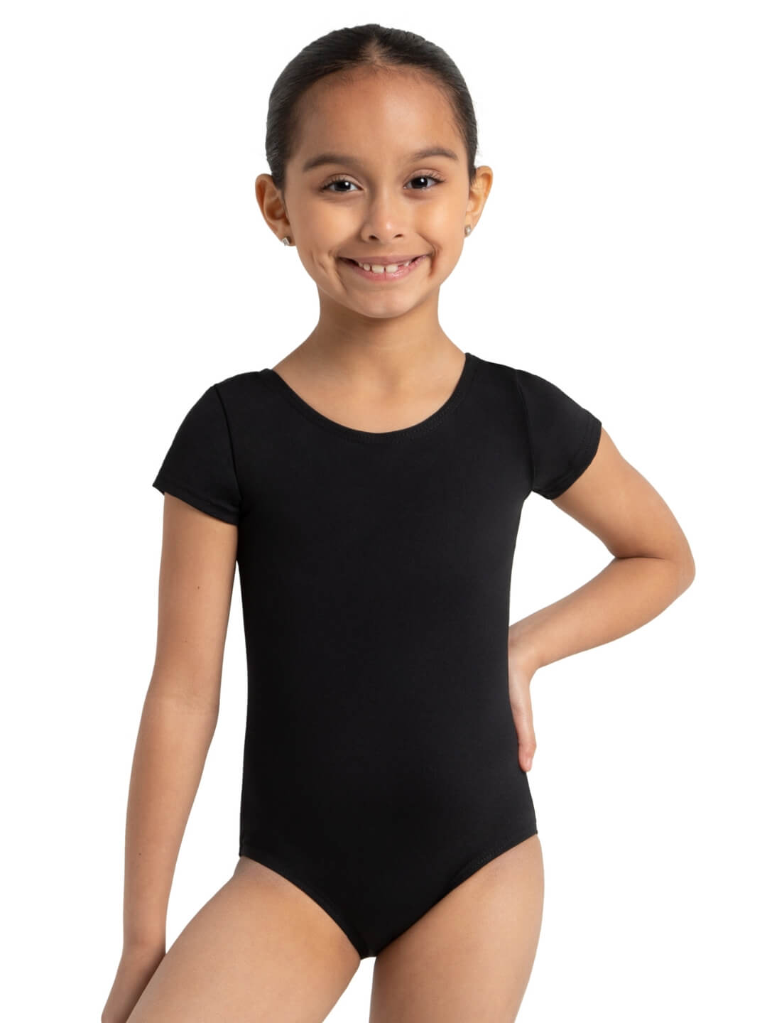 Short Sleeve Leotard for Girls - black