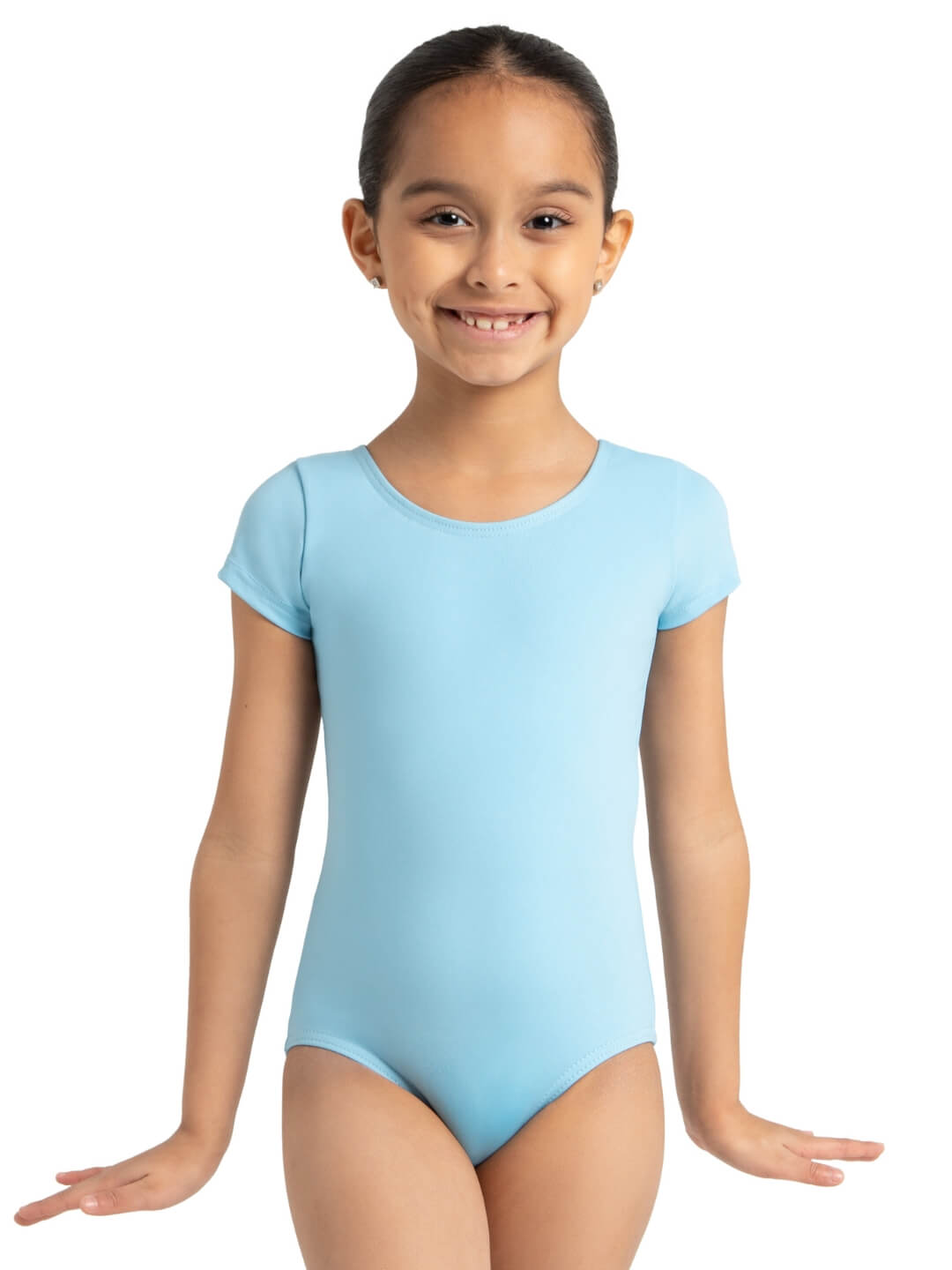 Short Sleeve Leotard for Girls - light blue 