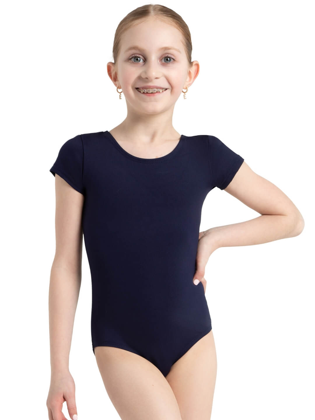 Short Sleeve Leotard for Girls - black