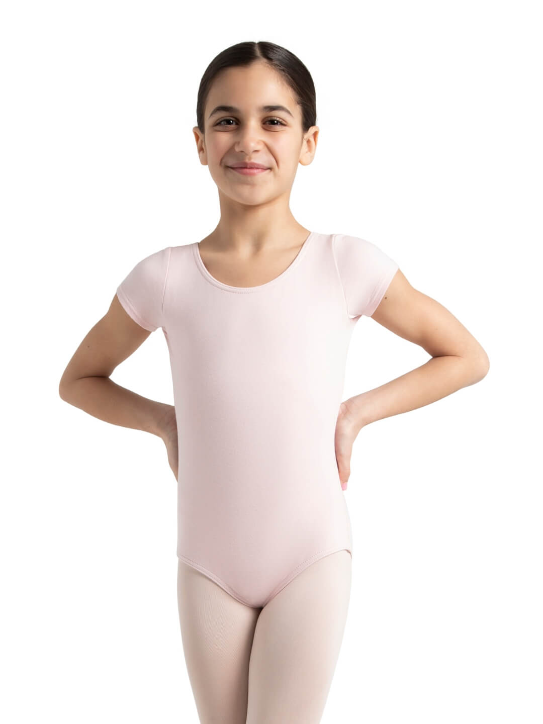 Short Sleeve Leotard for Girls - white