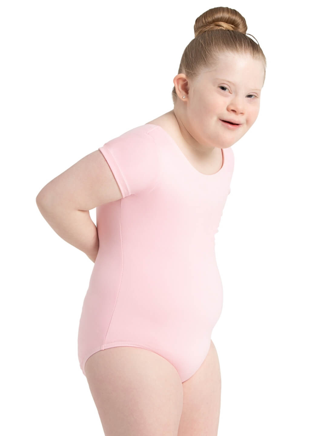 Short Sleeve Leotard for Girls -Light pink
