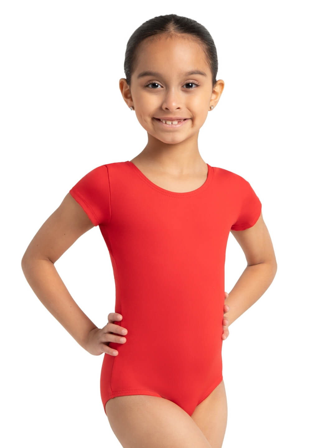 Short Sleeve Leotard for Girls - red