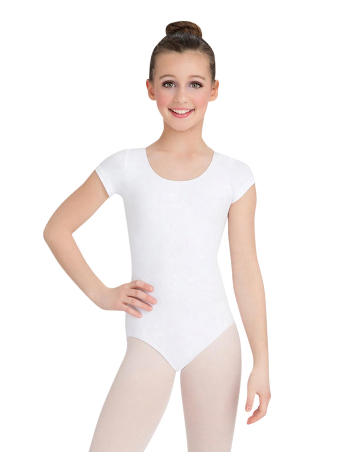 Short Sleeve Leotard for Girls - white