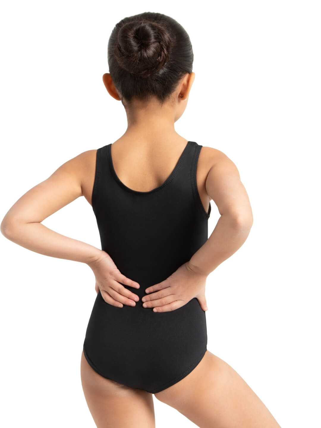 Tank Leotard for girls, a classic and comfortable sleeveless leotard designed for flexibility and ease - black