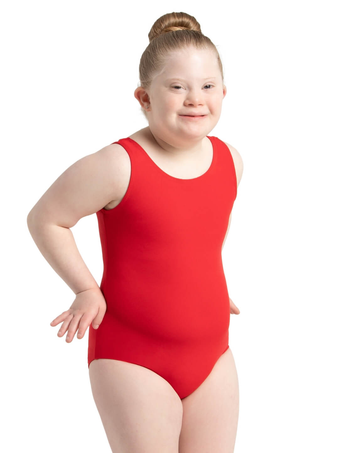 Tank Leotard for girls, a classic and comfortable sleeveless leotard designed for flexibility and ease - red