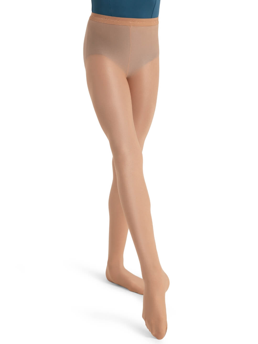 Ultra Shimmery Tight for girls, sparkling dance tights with a smooth, shiny finish - tan