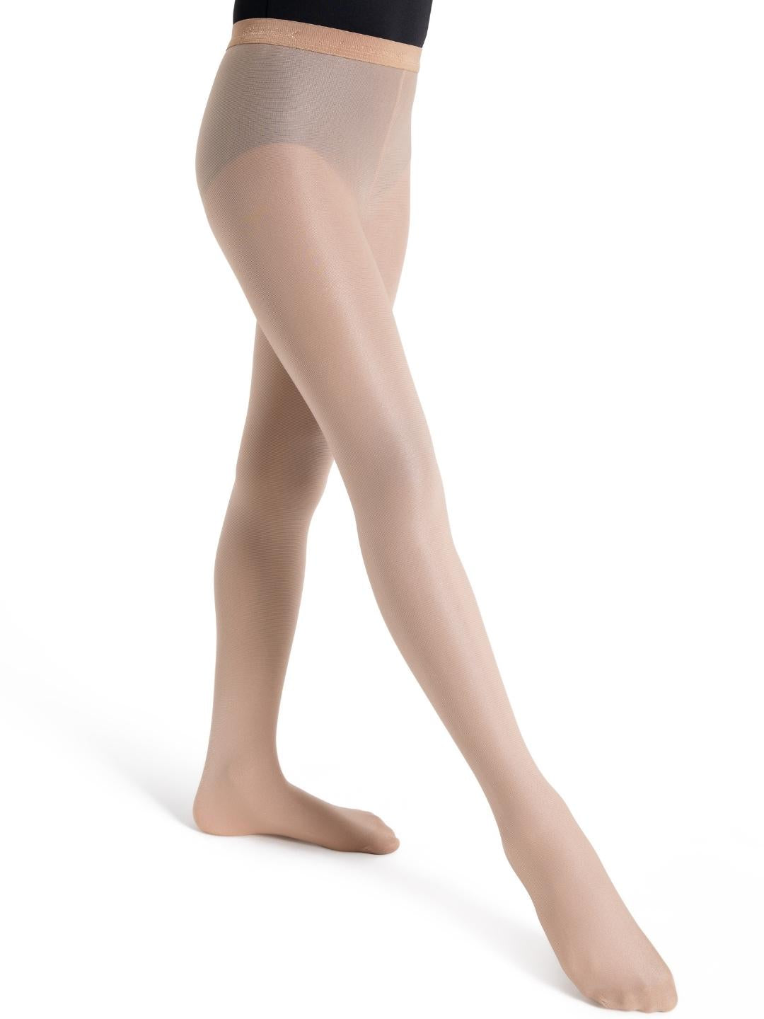 Ultra Shimmery Tight for girls, sparkling dance tights with a smooth, shiny finish - tan