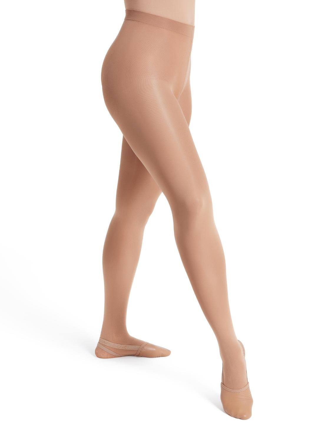 Ultra Soft Self Knit Waistband Transition® Tight, a comfortable and durable dance tight with a soft self-knit waistband - tan