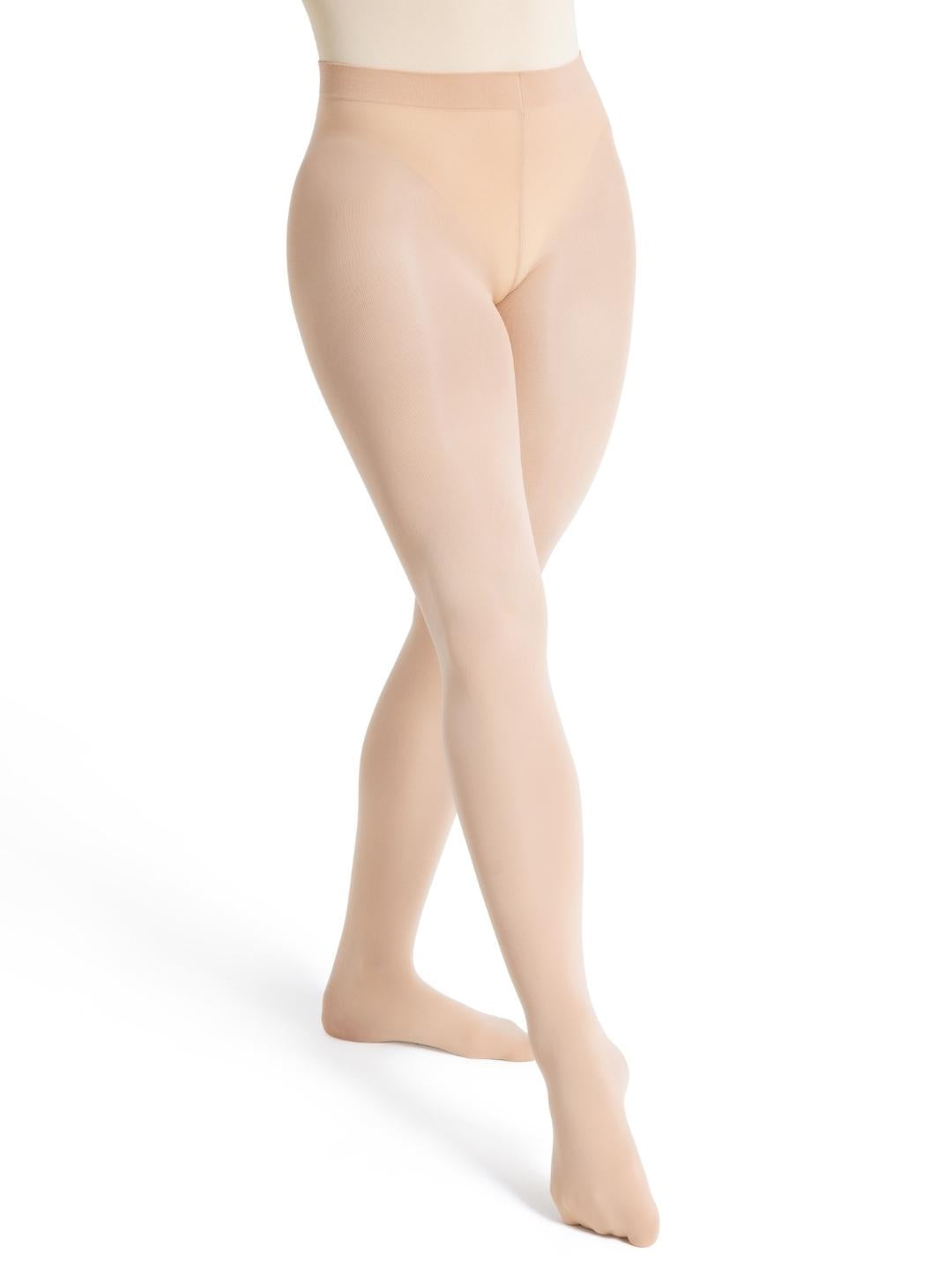 Ultra Soft Self Knit Waistband Transition® Tight, a comfortable and durable dance tight with a soft self-knit waistband - tan