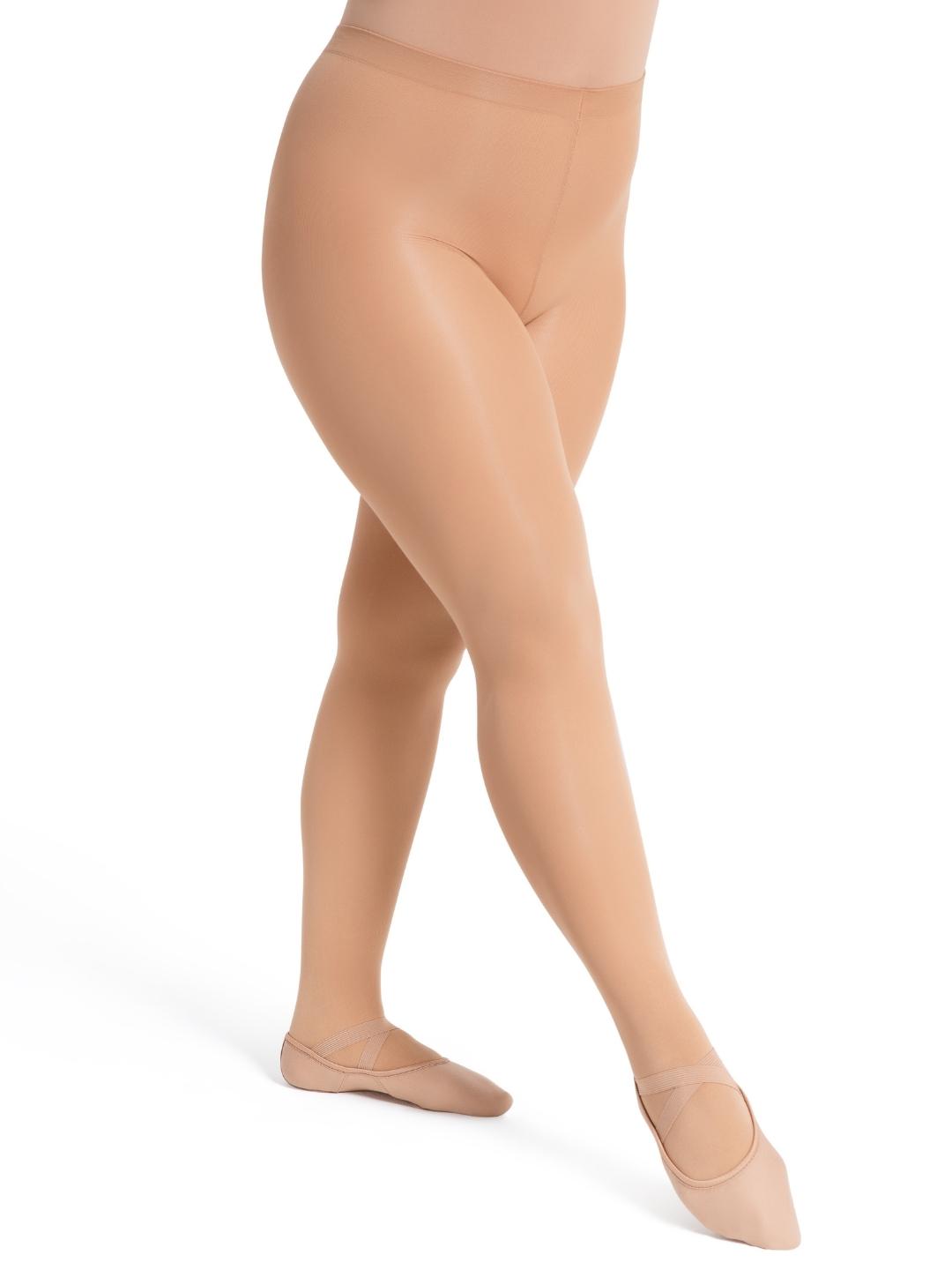 Ultra Soft Self Knit Waistband Transition® Tight, a comfortable and durable dance tight with a soft self-knit waistband - tan