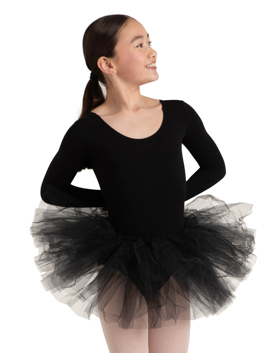 3-layer tutu for girls, featuring a fluffy design for a voluminous look - black