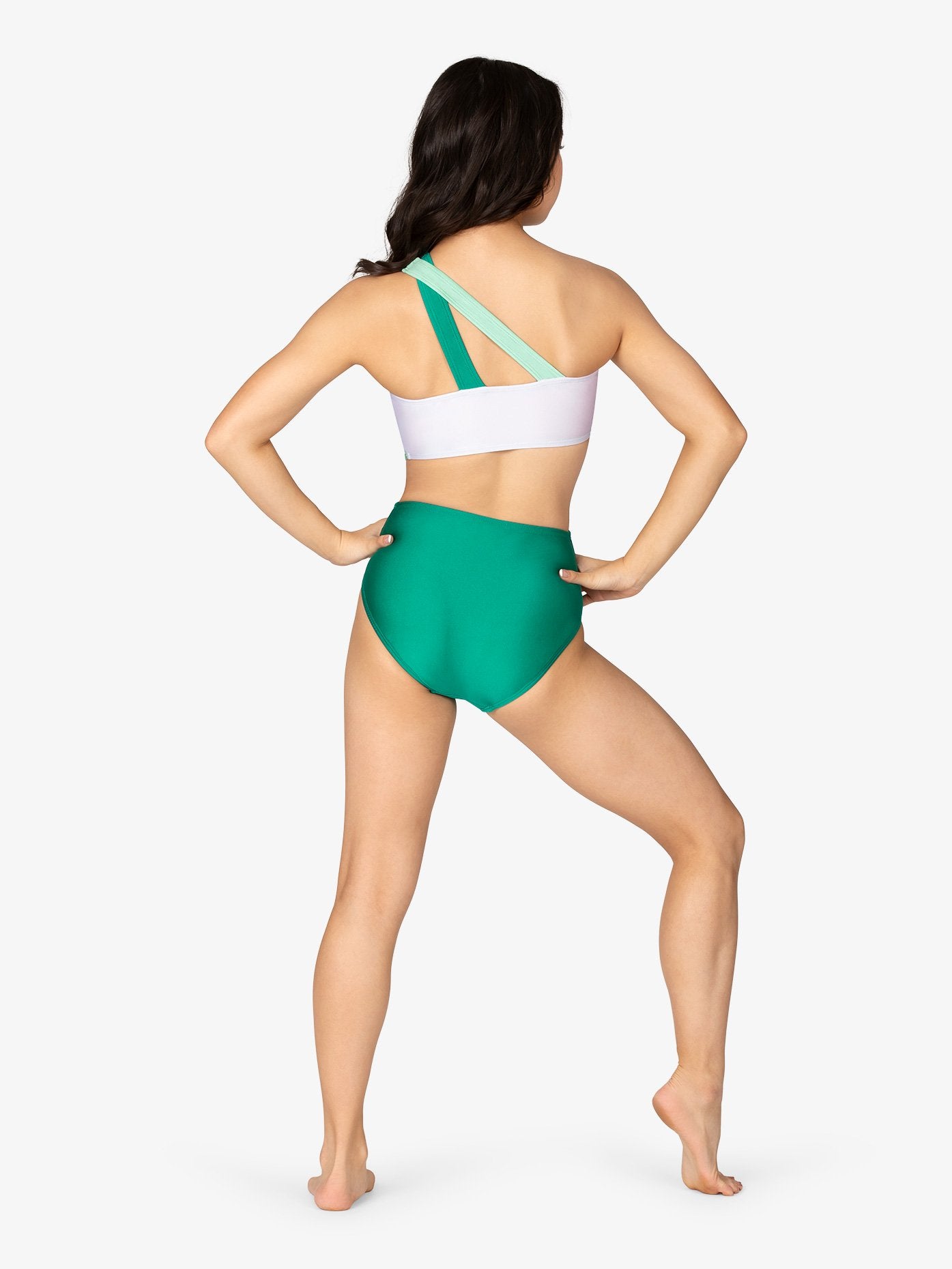 Green Color Block Peek-a-Boo Leotard