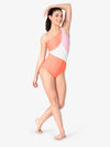 Peach Color Block Peek-a-Boo Leotard