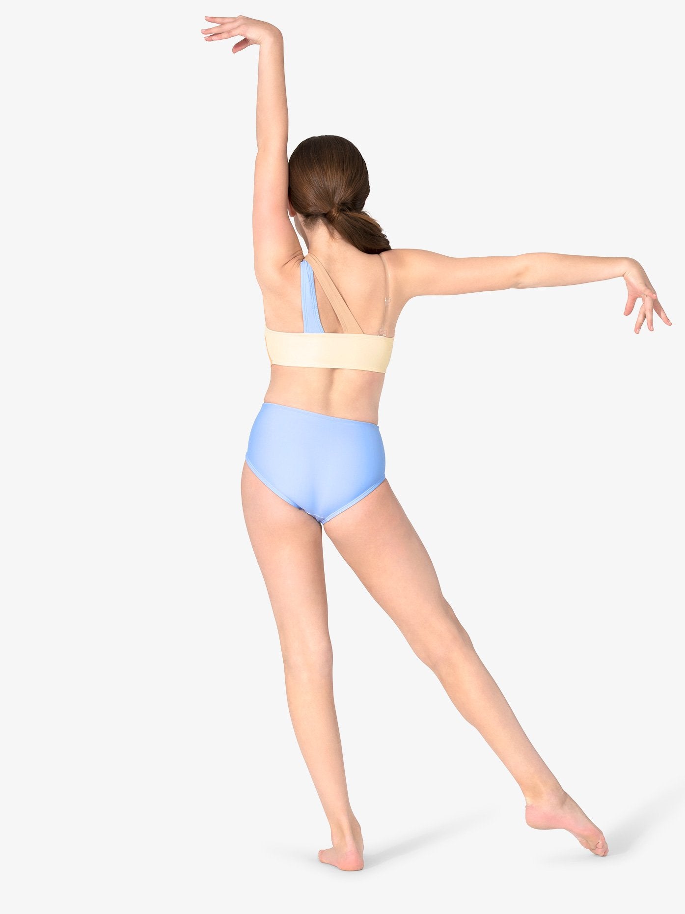 Blue Color Block Peek-a-Boo Leotard