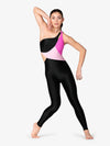 Black and pink Color Block Peek-a-Boo Unitard for Women