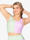 Green and Pink Houndstooth Color Block Tank Top for Women