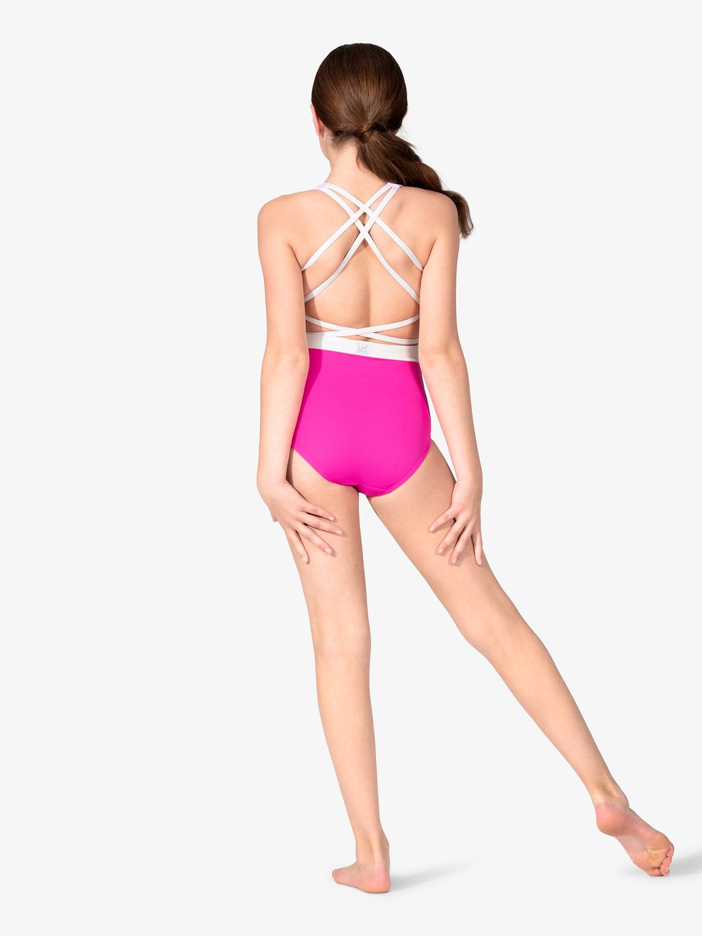 Stylish Pink Houndstooth Open Back Dance Leotard