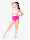 Stylish Pink Houndstooth Open Back Dance Leotard