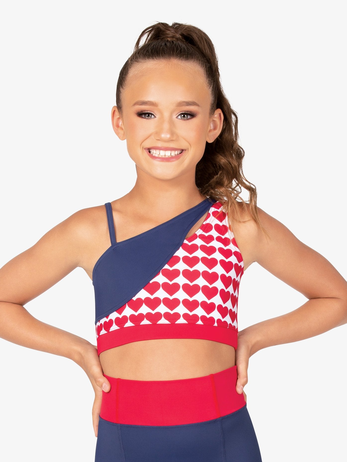 Multi-Color Asymmetrical Heart Crop Top