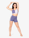 Purple Contrast Bike Shorts with Side Pockets for Women