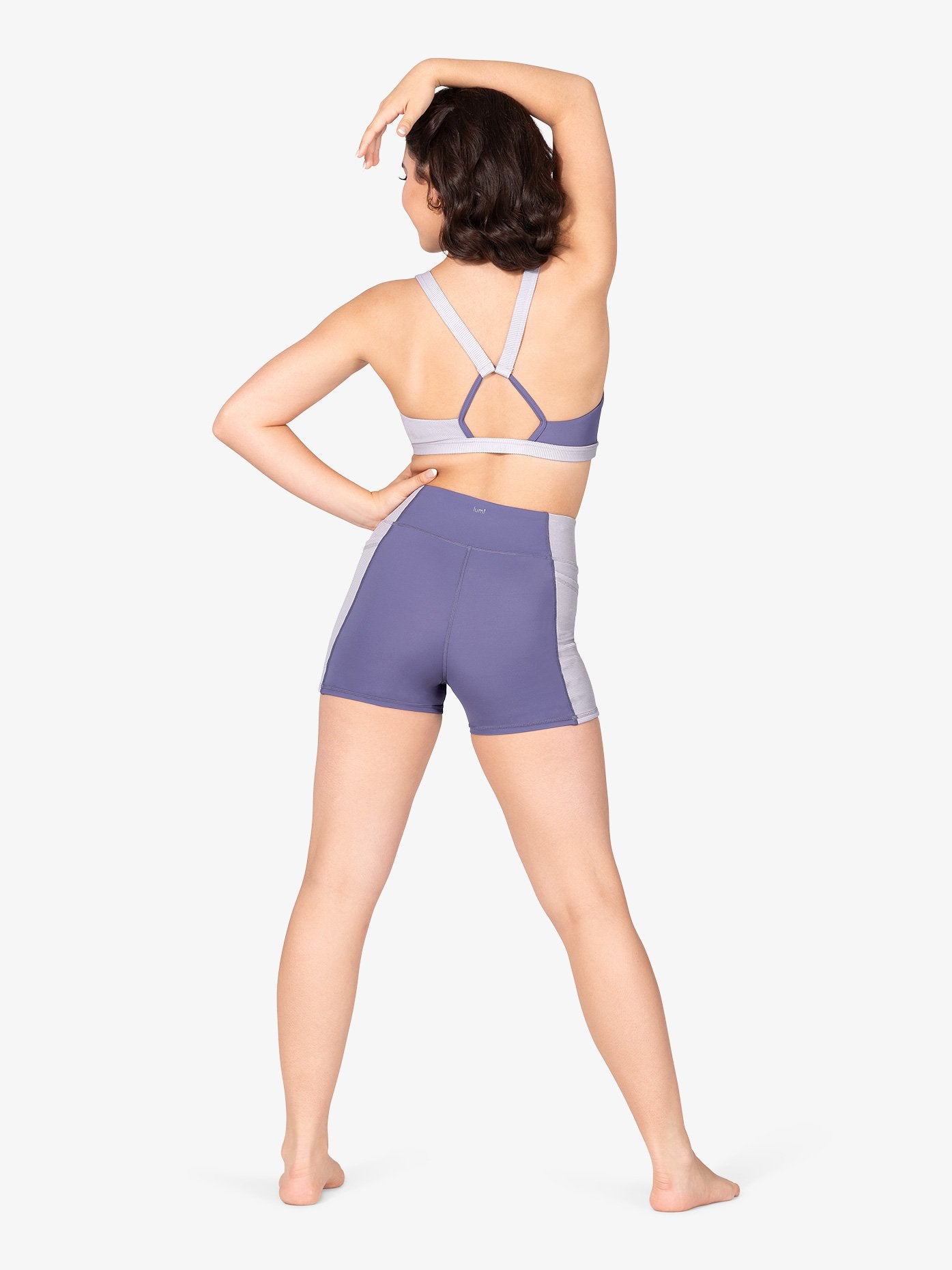 Purple Contrast Bike Shorts with Side Pockets for Women