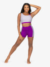 Purple Contrast Bike Shorts with Side Pockets for Women