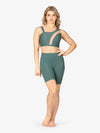 Green Asymmetrical Mesh Inset Top for Women