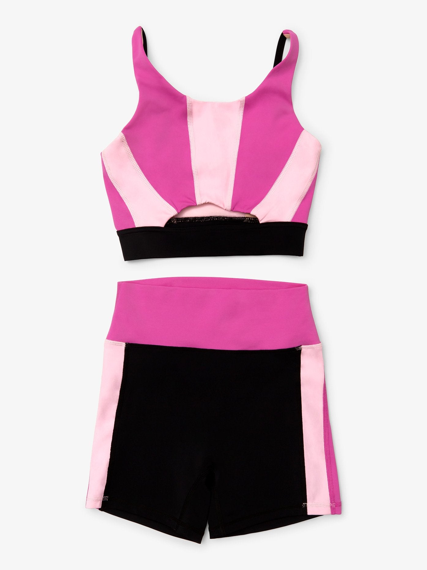 Black and pink color block 5” biker shorts