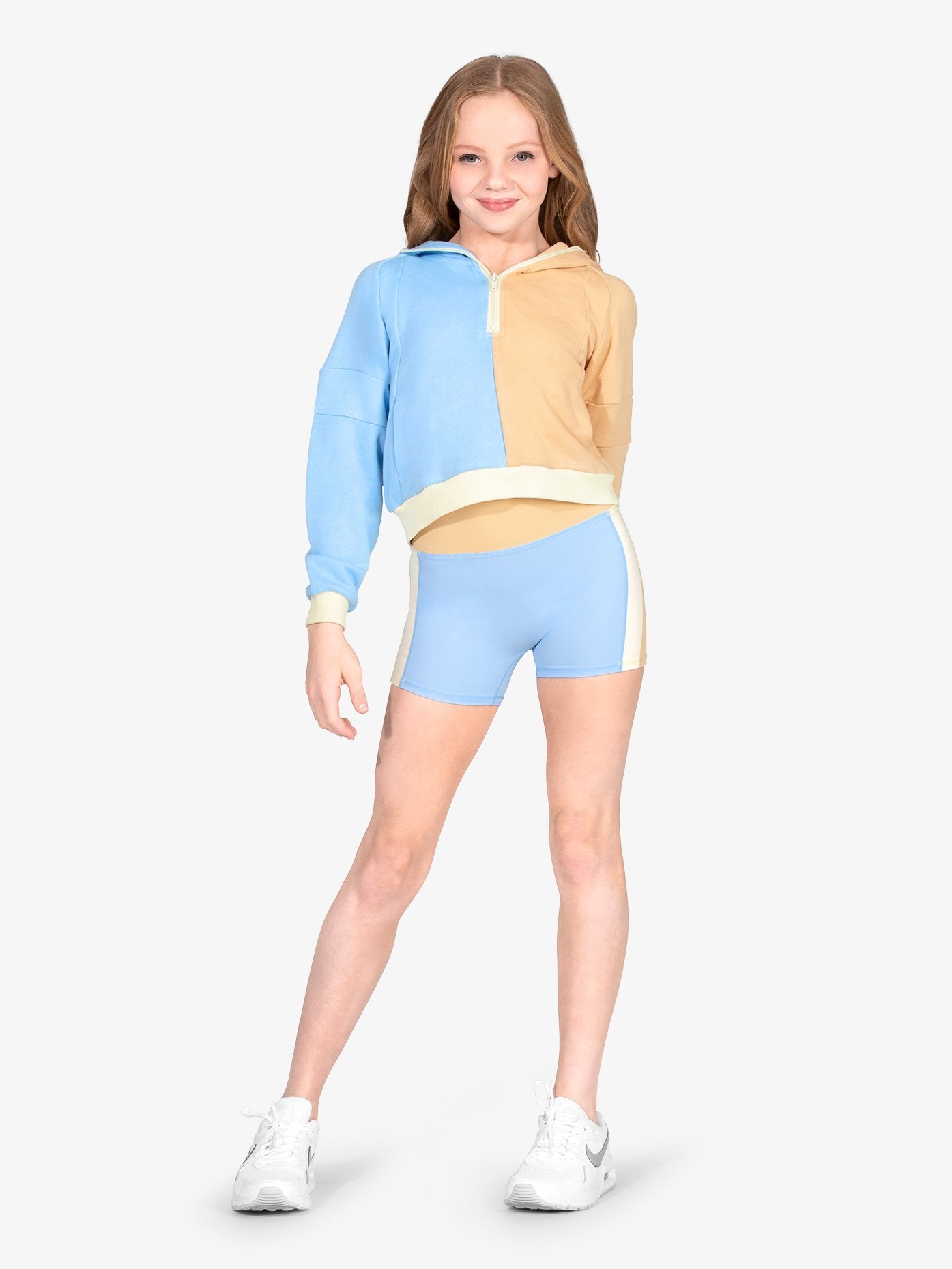 Light blue color block 5” biker shorts