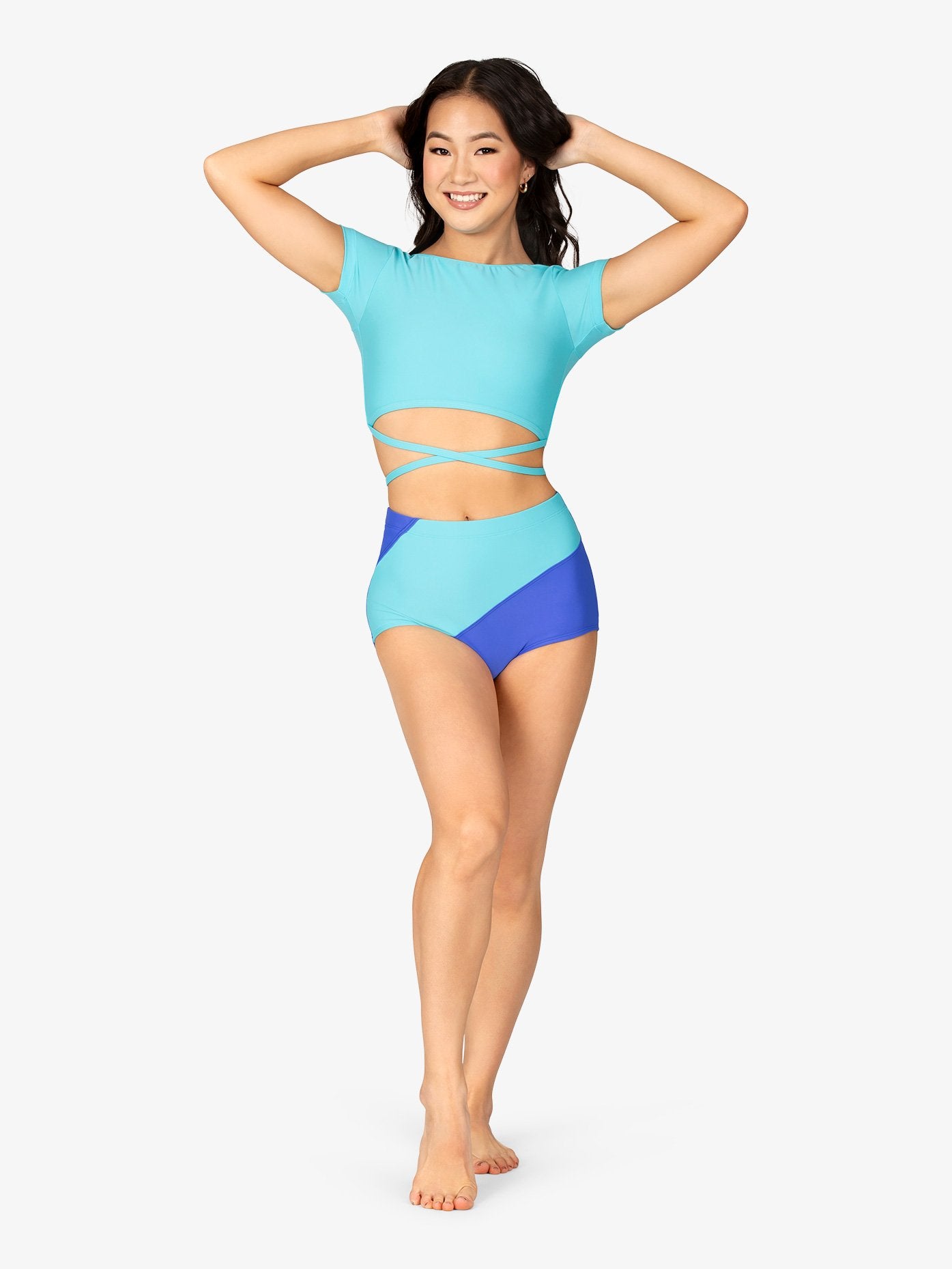 Blue Two-Tone Boy Cut Briefs for Women