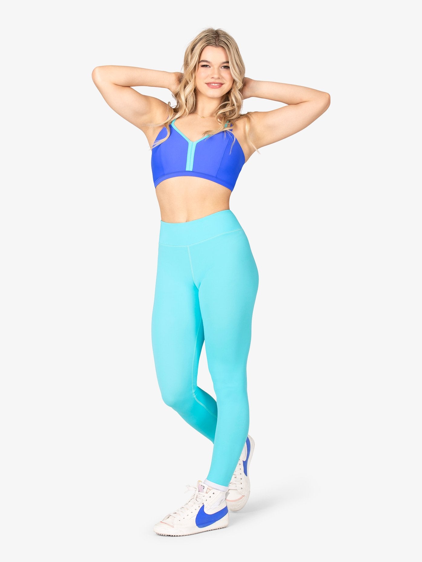 Turquoise High Waist Full Length Leggings for Women