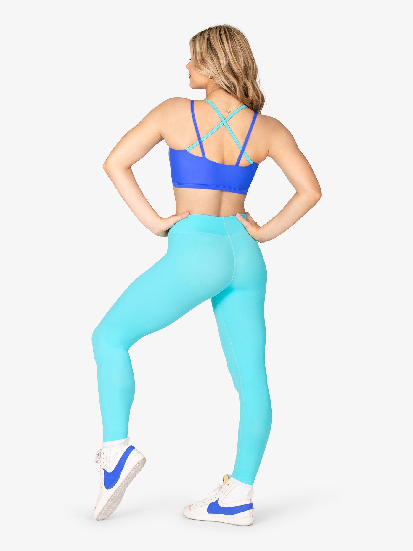 Turquoise High Waist Full Length Leggings for Women