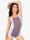 Purple square neck tank biketard for women