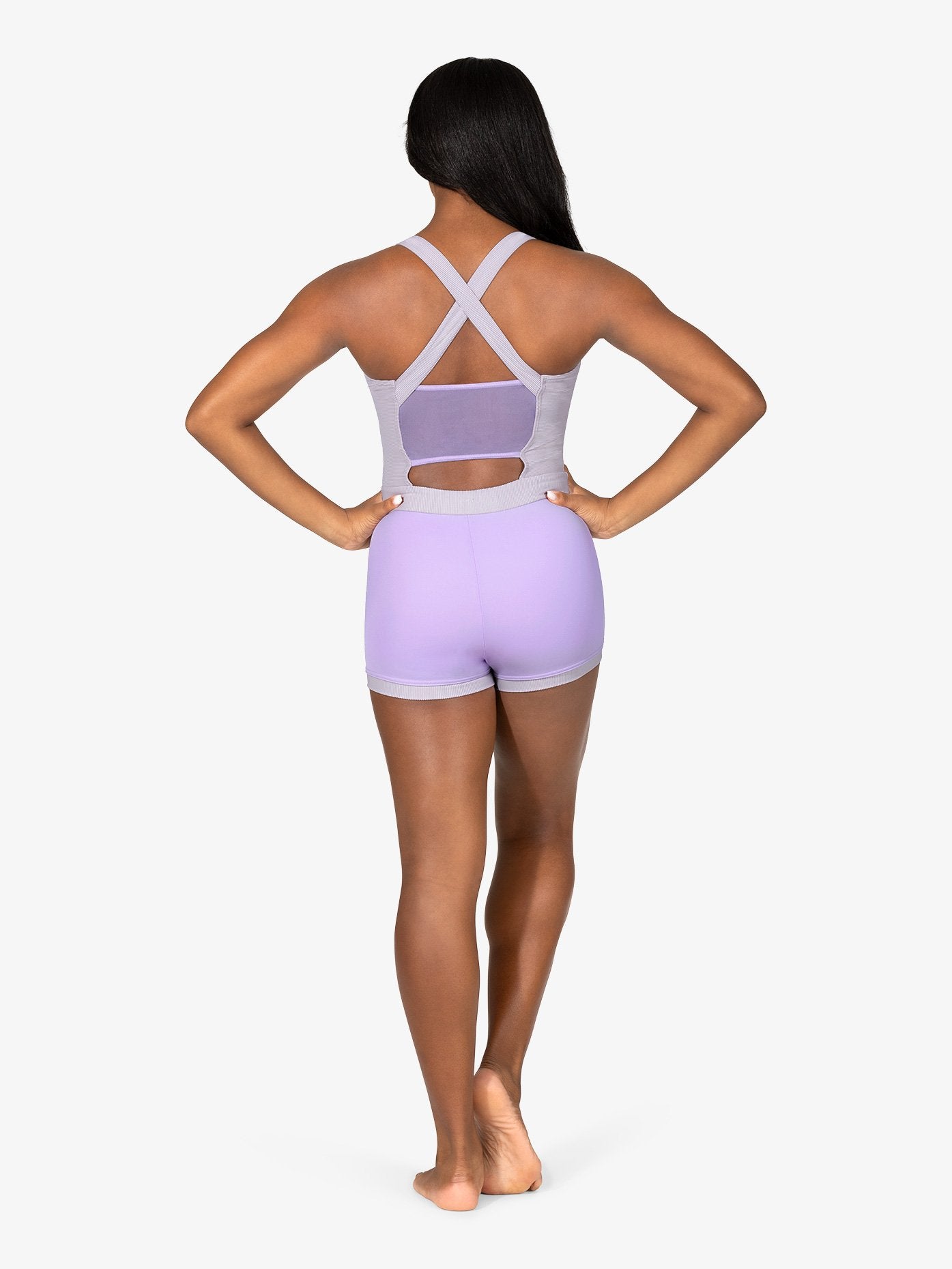 Light purple square neck tank biketard