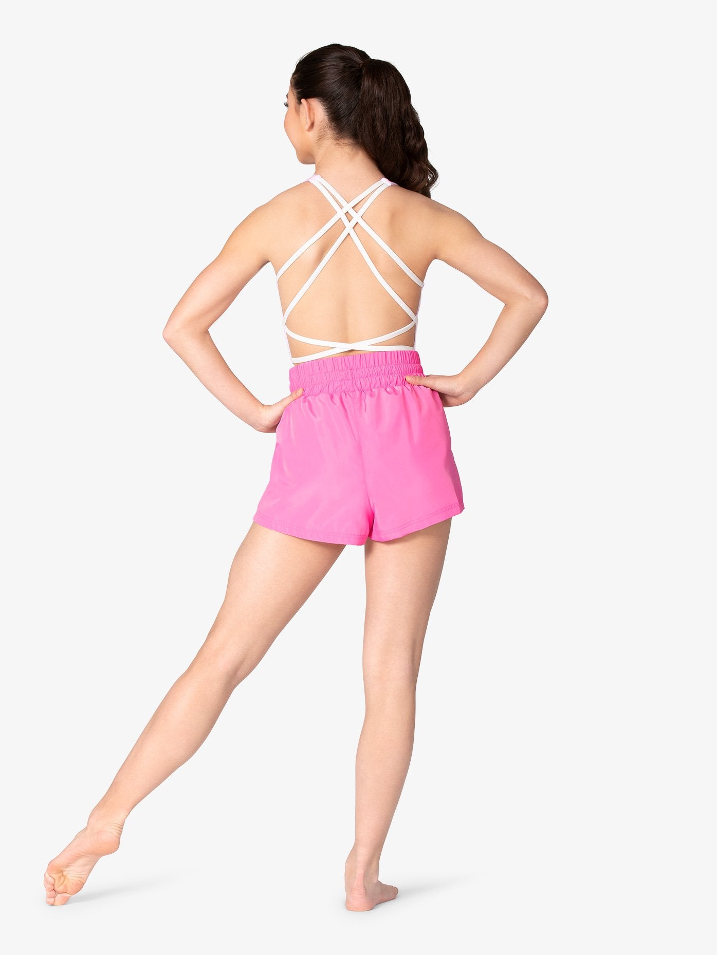 Pink high waist biker shorts for women