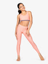 High-waisted ribbed peach leggings with side pockets
