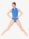 M2 Womens High Neck Front Zip Blue Leotard