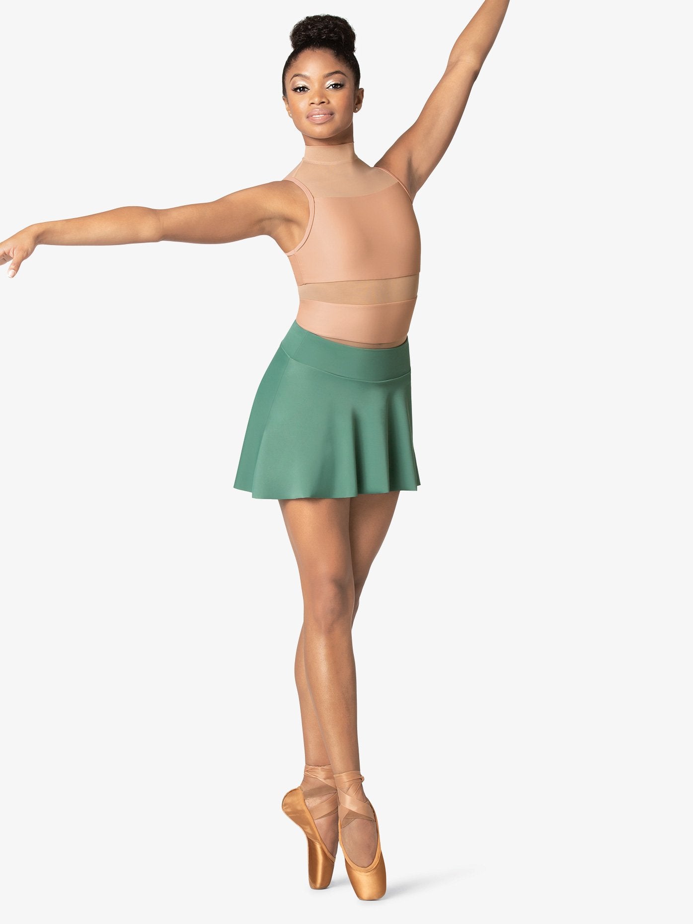 M2 Womens Short High-Low Green Skirt