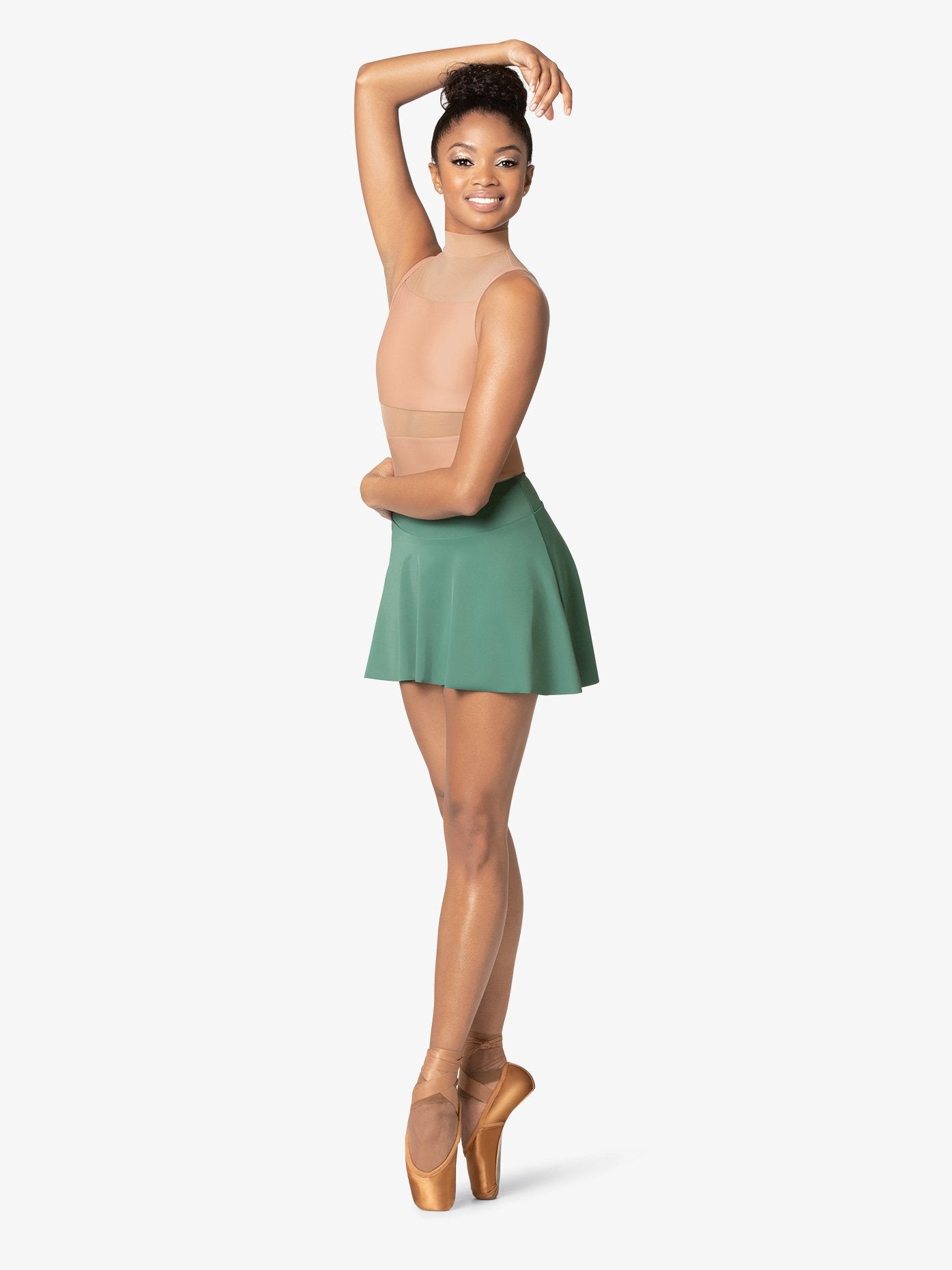 M2 Womens Short High-Low Green Skirt
