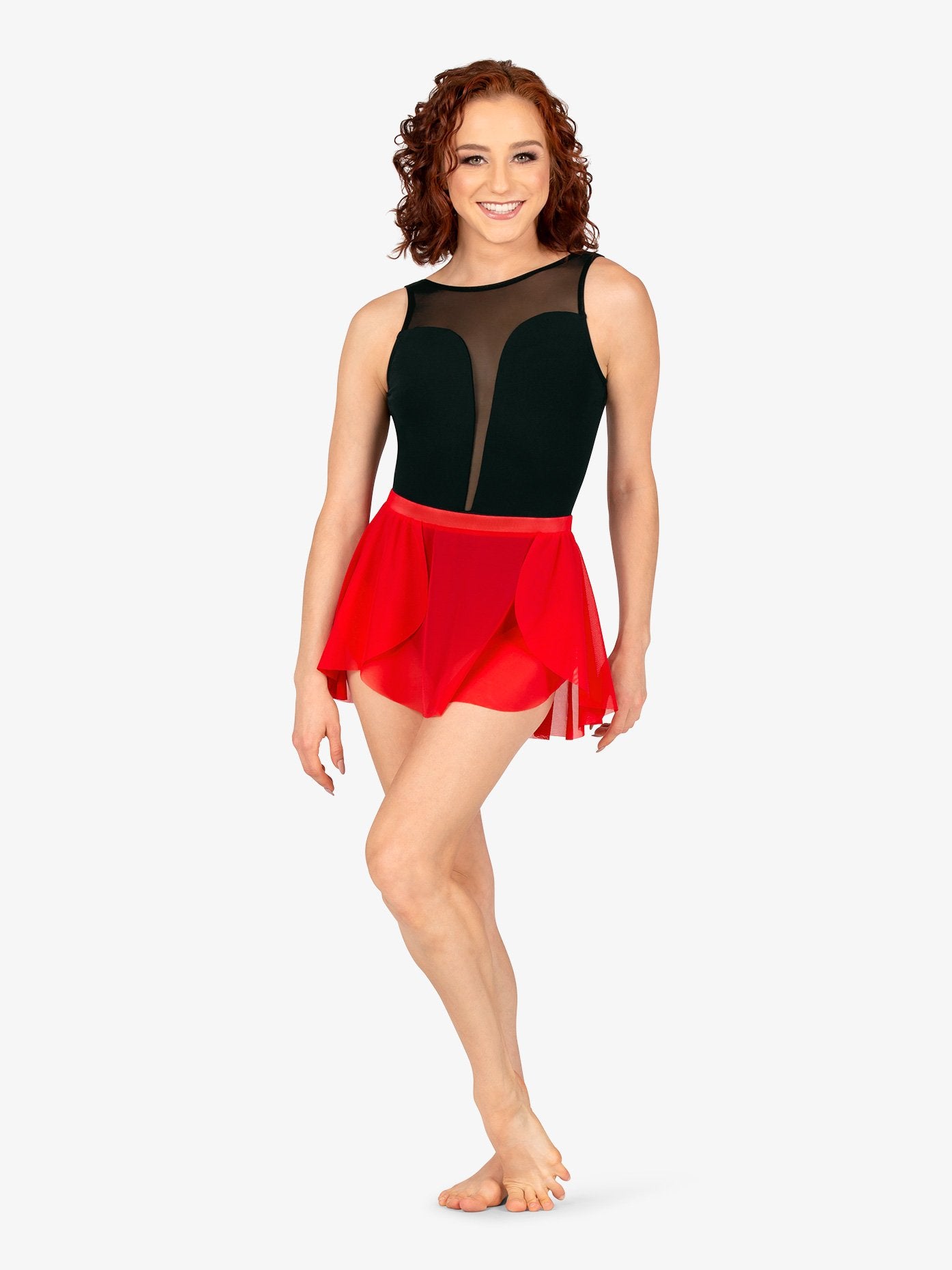 M2 Womens Short High Low Mesh Red Skirt