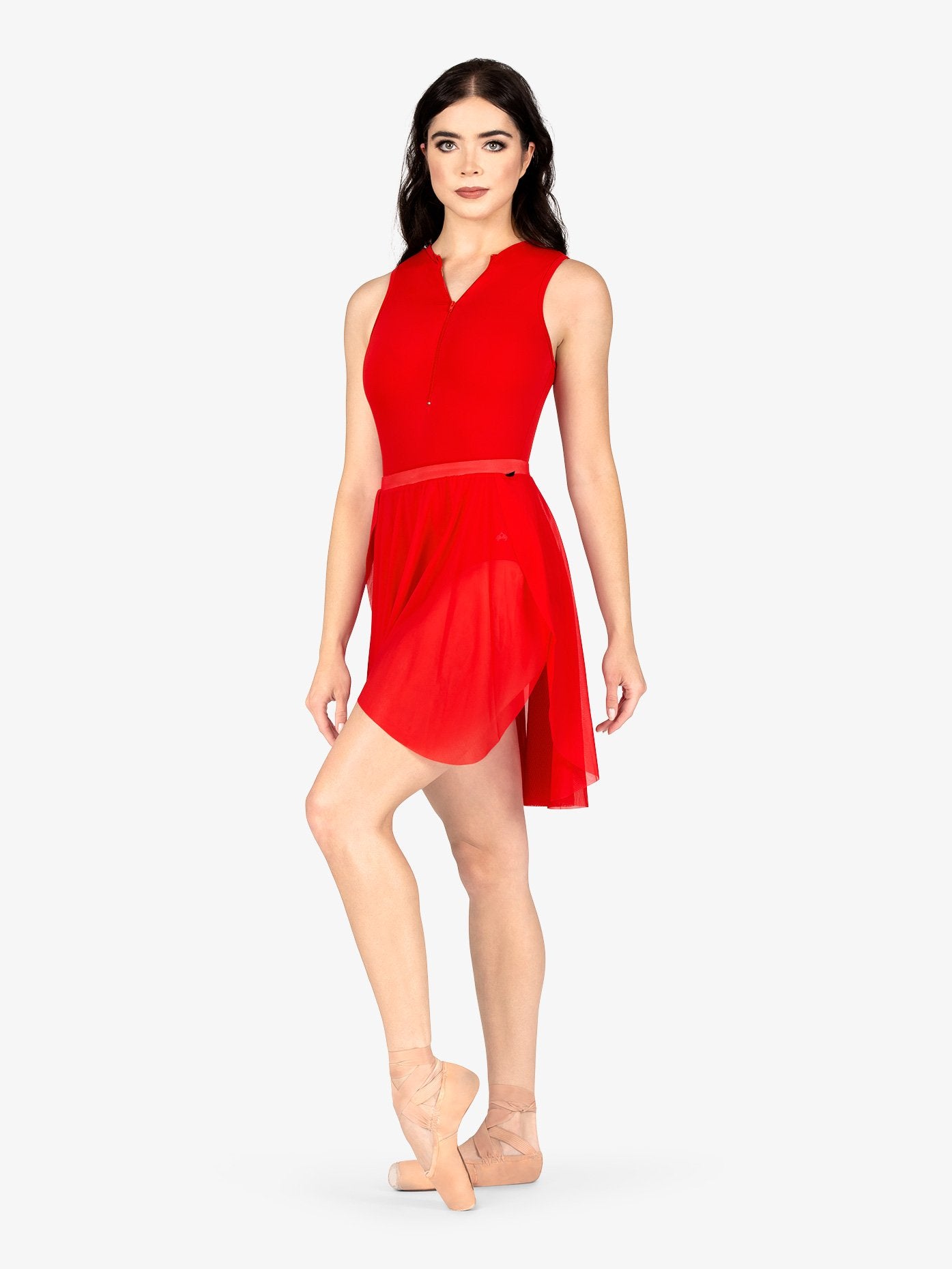 M2 Womens Midi High Low Mesh Red Skirt