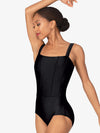 Womens Square Neck Corset Black Leotard