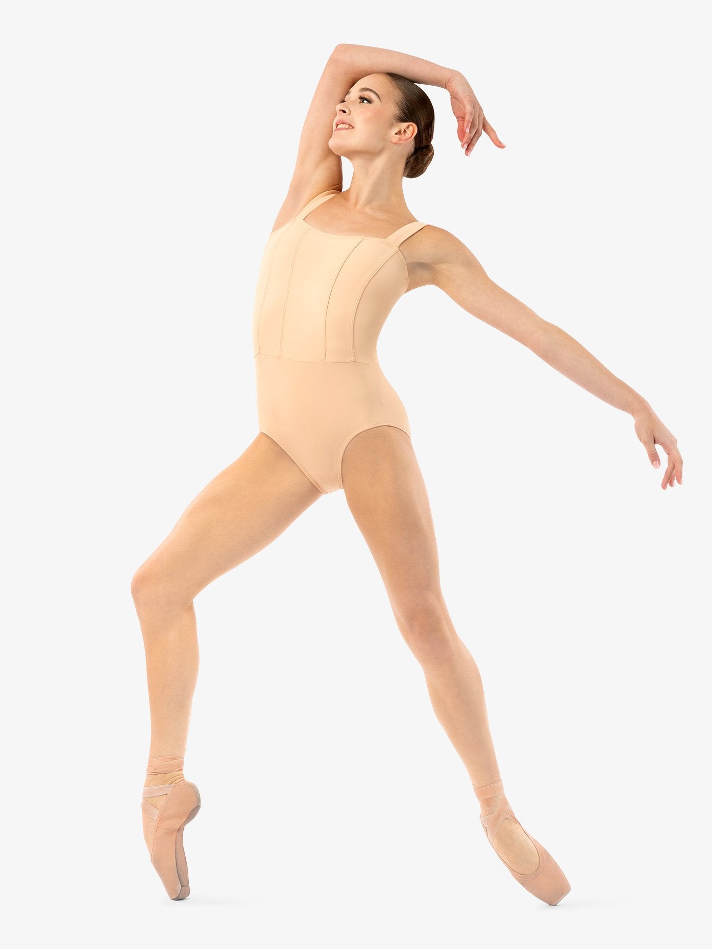 Womens Square Neck Corset Gold Leotard