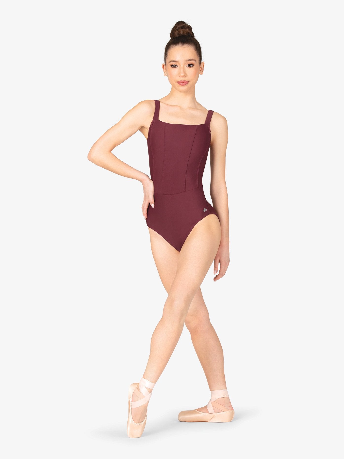 Womens Square Neck Corset Maroon Leotard