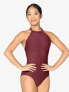 Women's maroon halter leotard