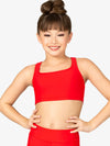 Girl's red cropped tank top with stylish fit