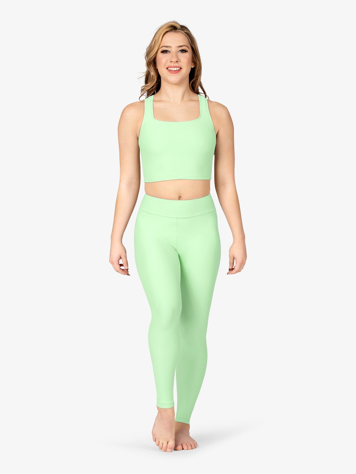 Girl's mint cropped tank top with stylish fit